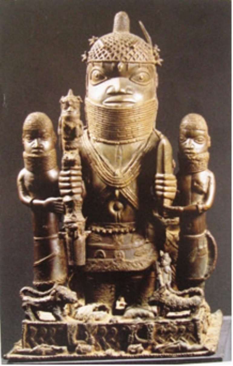 Altar group honouring Oba Akenzua I, Benin, Nigeria, now in Ethnology Museum, Berlin, Germany.